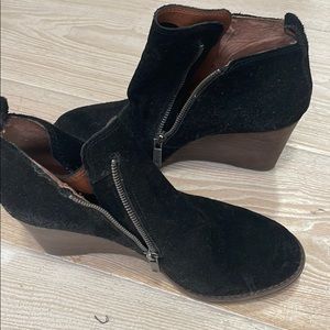 Black suede wedge